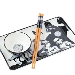 Star Wars sushi plate with Chopsticks and Bowl Set Darth Vader